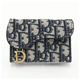 Christian Dior Blue Card Case Blue