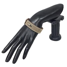 Hermès-Hermes Etoupe Gray Leather Charm Bracelet-Taupe