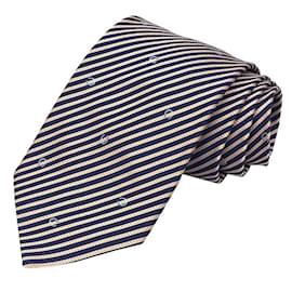 Hermès-Hermes Navy and Orange Silk Cravat-Orange,Navy blue
