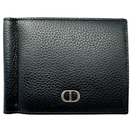 Christian Dior-Christian Dior Black Leather Money Clip Wallet-Black