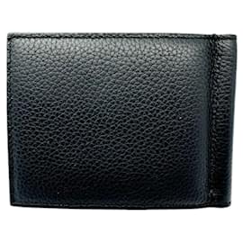 Christian Dior-Christian Dior Black Leather Money Clip Wallet-Black