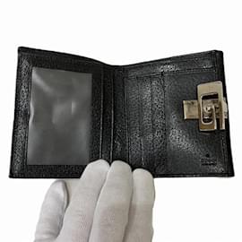 Gucci-Gucci G Clip Leather Bi-fold Wallet-Black
