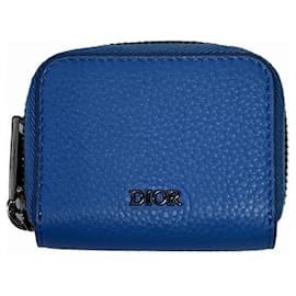 Christian Dior-Christian Dior Blue Leather Coin Purse-Blue