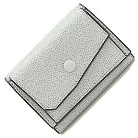 Valextra Light Gray Leather Tri-fold Wallet Grey