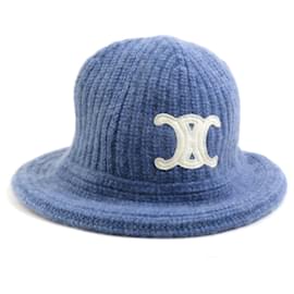 Céline-Celine Blue Cashmere Bucket Hat-Blue