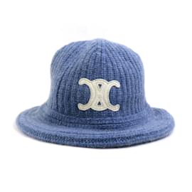 Céline-Celine Blue Cashmere Bucket Hat-Blue