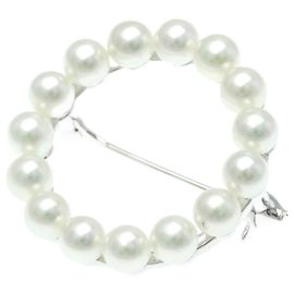 Broche de Pérola Prata Mikimoto Prata Branco