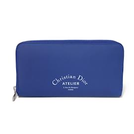 Christian Dior-Dior Homme Long Wallet in Blue Leather-Blue