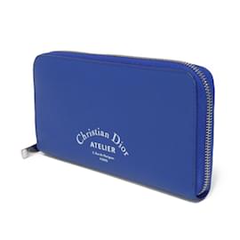 Christian Dior-Dior Homme Long Wallet in Blue Leather-Blue