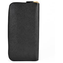 Prada-Prada Saffiano Black Long Wallet-Black