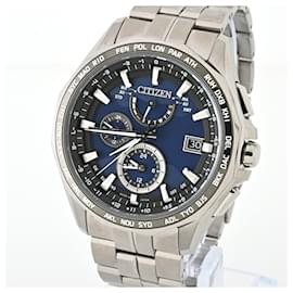 Citizens of Humanity-Citizen Attesa AT9090-53L Radio Solar Wristwatch-Blue