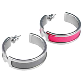 Hermès-Hermes Olympe Silver Hoop Earrings-Silvery
