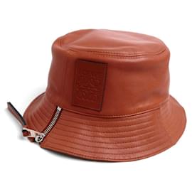 Loewe-Loewe Red Leather Bucket Hat-Red
