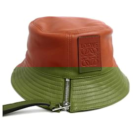 Loewe-Loewe Red Leather Bucket Hat-Red