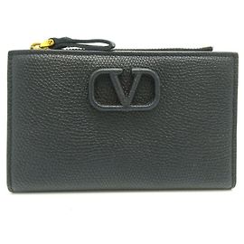 Portafoglio bi-fold in pelle nera Valentino Garavani Nero