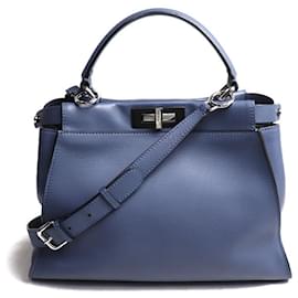 Fendi-Fendi Peekaboo Regular 2-Way Shoulder Bag-Blue