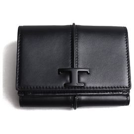 Tod's T Timeless Leather Wallet Black