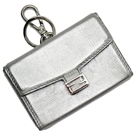 Fendi-Fendi Charm Pouch Zucca Leather Keyring-Silvery