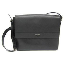 Borsa a tracolla in pelle Saffiano Prada Nero