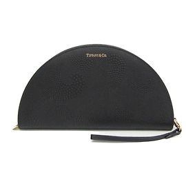 Tiffany & Co Tiffany Half Moon Leather Long Wallet Black