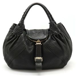 Fendi Spy Bag Handbag Tote in Black Leather Black