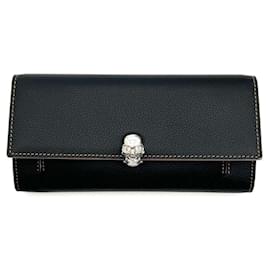 Alexander Mcqueen-Alexander McQueen Chain Wallet Long Skull Leather-Black