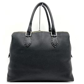 Fendi-Fendi Selleria Black Leather Tote Bag-Black