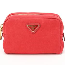 Prada-Pochette en toile rouge Prada-Rouge