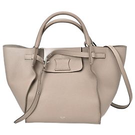 Céline Celine Big Bag Small 18931 Tote de couro Kataoshi Cinza