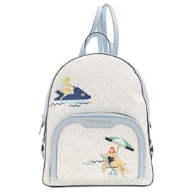 Michael Kors-Michael Kors Resort Motif Backpack-White,Light blue