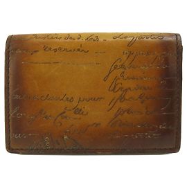 Berluti Brown Leather Card Wallet Brown