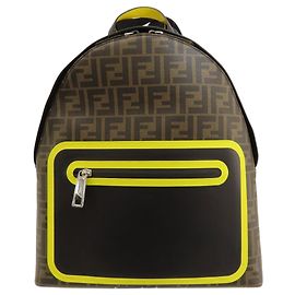 Fendi Zucca-Muster Rucksack Braun Schwarz Gelb