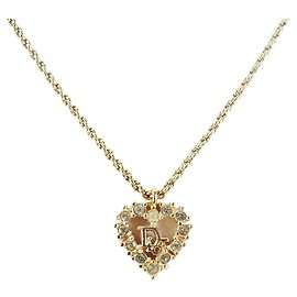 Collar de corazón dorado con rhinestones Christian Dior Dorado