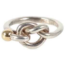 Tiffany & Co. Love Knot Hook & Eye Combination Ring Silvery Golden