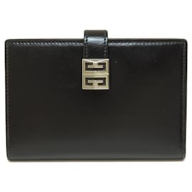 Givenchy Black Leather Bi-Fold Wallet Black