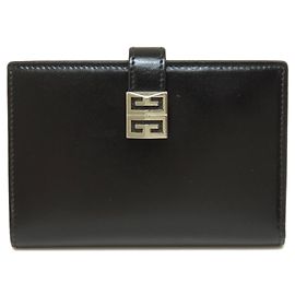 Givenchy schwarze Leder-Bi-Fold-Geldbörse Schwarz
