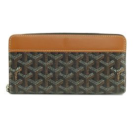Goyard Zip GM Herringbone Pattern Long Wallet Brown Black