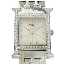 Hermès Relógio H Hermes com bezel de diamante Outro