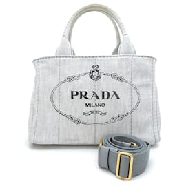 Prada-Prada Canapa Tote B2439G 2Way Bag-Brown