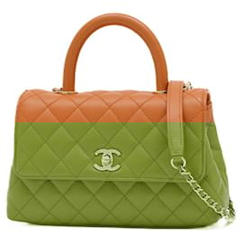 Chanel-Chanel Coco Handle Handbag XS-Brown,Orange