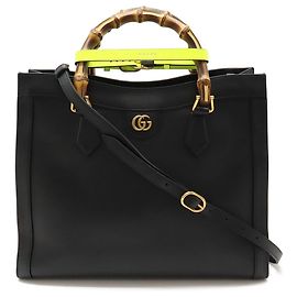 Borsa Tote Media Gucci Diana Bamboo Nero