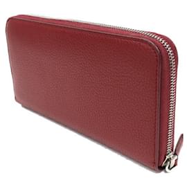 Prada-Prada Round Long Wallet in Bordeaux Leather-Red,Dark red