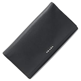 Prada-Prada Bi-fold Long Wallet in Black Leather-Black