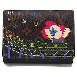 Louis Vuitton-Louis Vuitton Monogram Vivienne Portefeuille Victorine Tri-fold Wallet-Fuschia