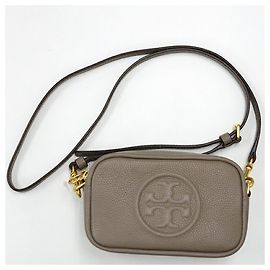 Bolsa de câmera de couro Tory Burch Cinza