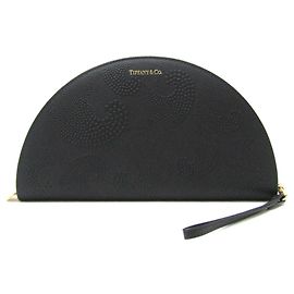 Tiffany & Co Tiffany Half Moon Leather Long Wallet Black