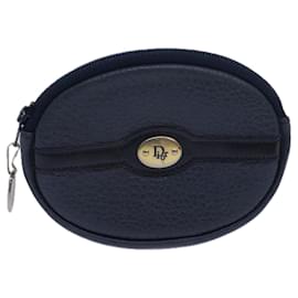 Christian Dior-Christian Dior Coin Purse Leather Navy Auth bs15647-Navy blue