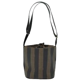 Fendi-Sac à épaule en toile Pecan FENDI marron noir Auth bs15713-Marron,Noir