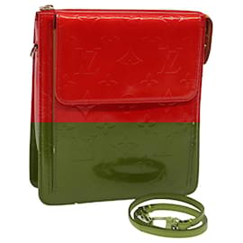 Louis Vuitton-LOUIS VUITTON Monogram Vernis Motto Accessory Pouch Red M91137 LV Auth 80724-Red