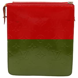 Louis Vuitton-LOUIS VUITTON Monogram Vernis Motto Accessory Pouch Red M91137 LV Auth 80724-Red